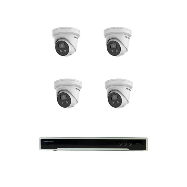 Hikvision 8-Channel NVR with 3TB Hard-drive and 4 x 6MP AcuSense Turret Camera Package